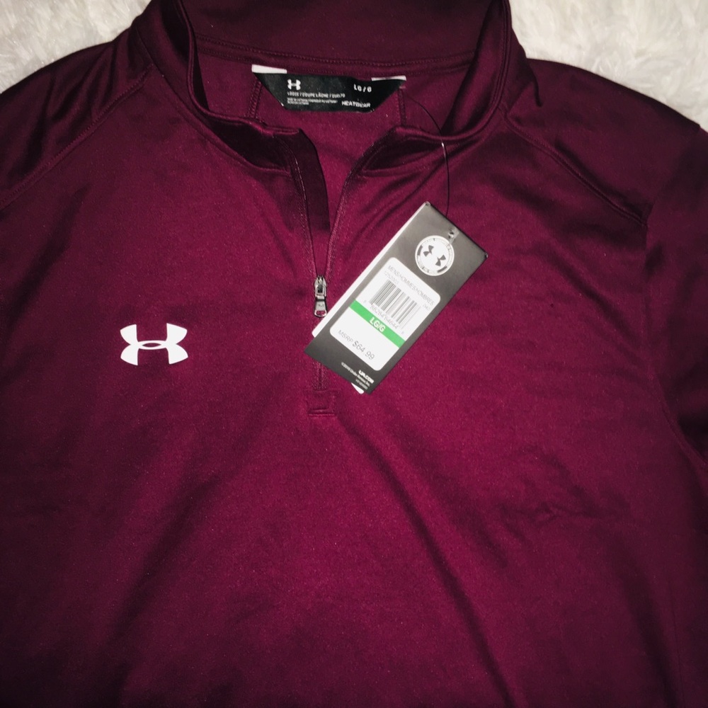Under Armour Burgundy Wine 1/4 Zip   Long Sleeve L - Picture 7 of 8